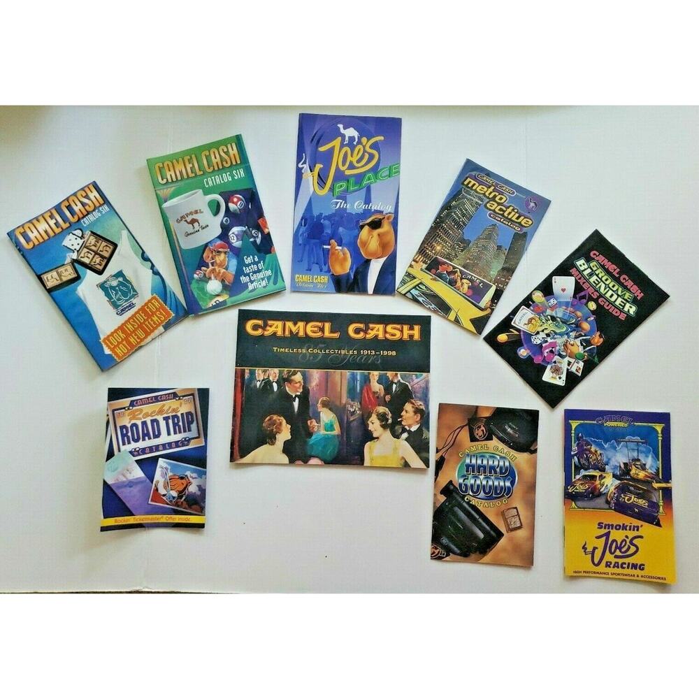 Vintage 1990's Lot of‎ 9 Joe's Camel Cigarettes Catalogs Advertisements NOS U132